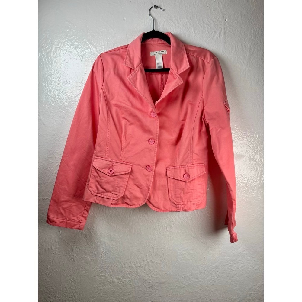 Crazy Horseโ Utility Blazer Jacket Womens Large Pink Cotton Pocket Y2K Safari